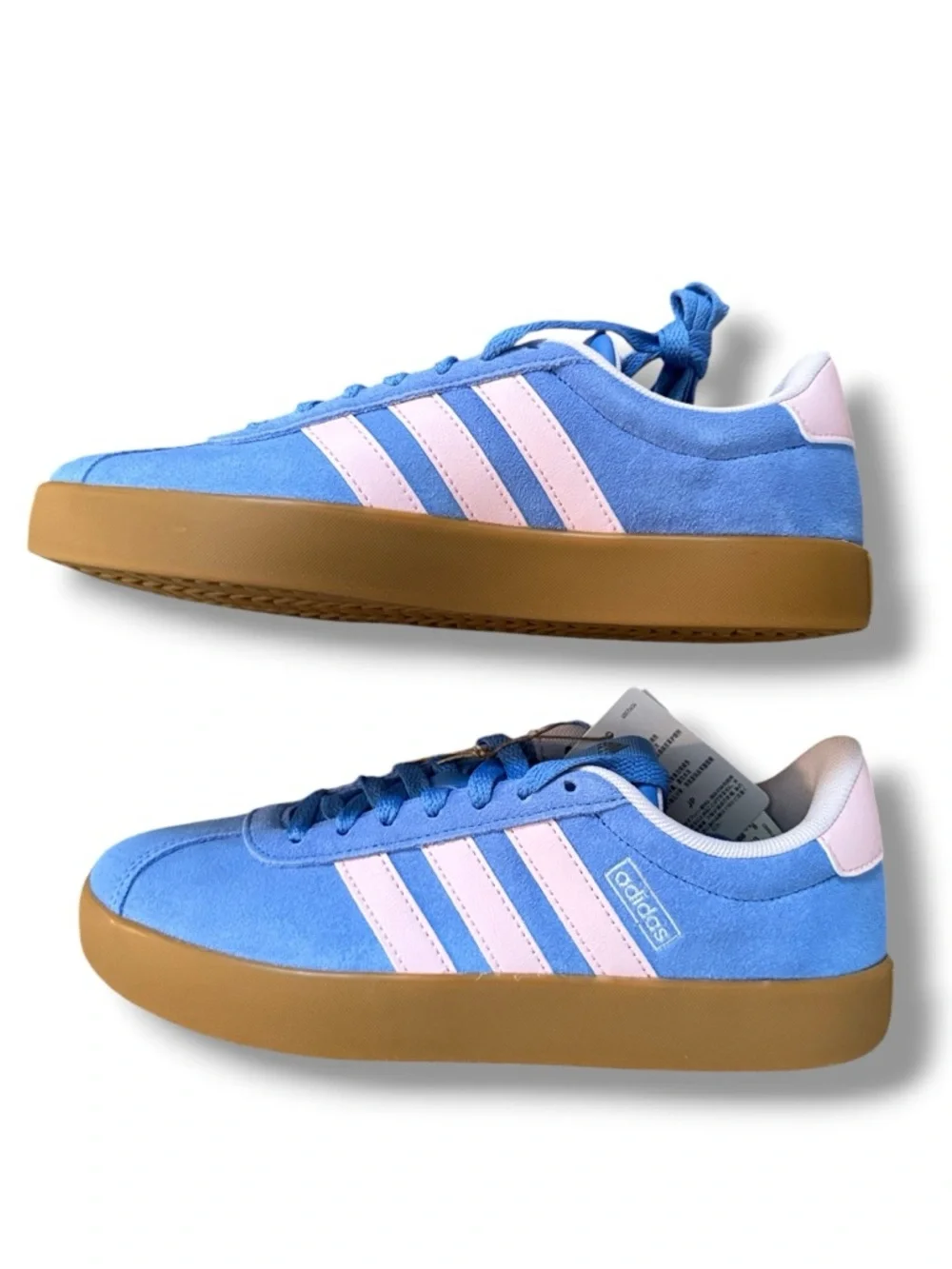 NEW Adidas VL Court 3.0 Blue/Pink Suede Sneakers Women’s Size 8 - Picture 7 of 8